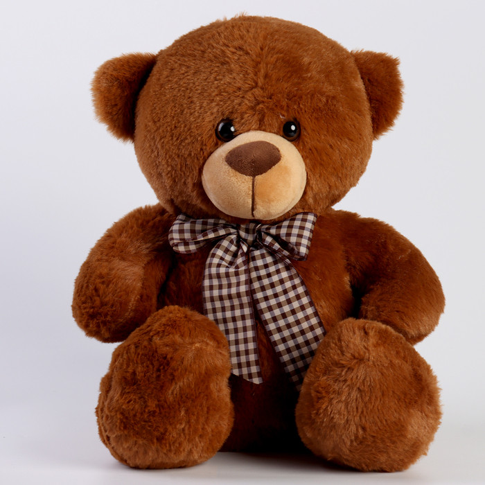 Мягкая игрушка "Медведь" с бантом, 30 см, цвет коричневый - фото 1 - id-p220777076