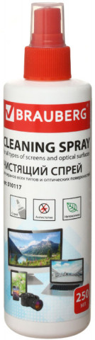 Спрей для очистки экранов всех типов и оптики Brauberg Cleaning Spray 250 мл