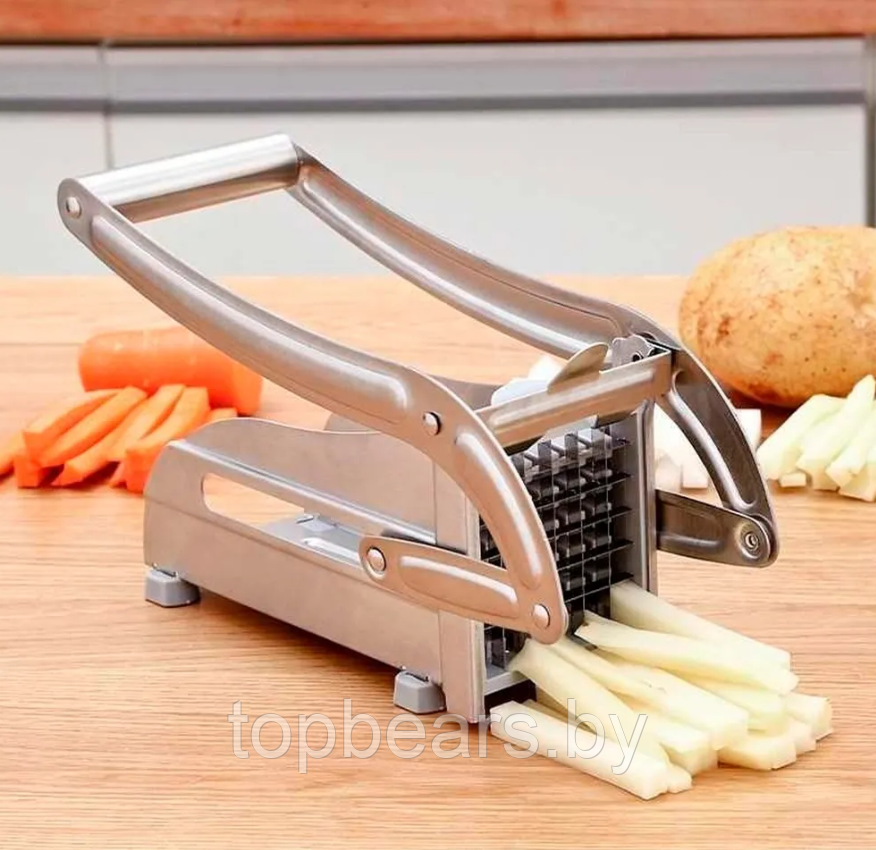 Слайсер для картошки фри / 2 насадки из нержавеющей стали / Ручная картофелерезка Potato Chipper - фото 8 - id-p220777994