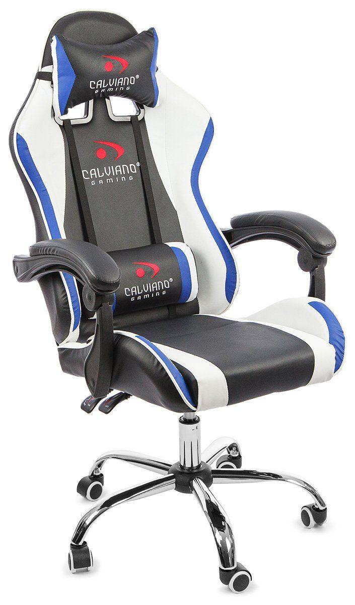 Вибромассажное кресло Calviano ASTI ULTIMATO black/white/blue - фото 1 - id-p220778065