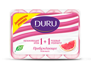 Duru 1+1 крем-мыло туал.4x80г Увлаж.крем и розовый грейпфрут (СЗТ new)