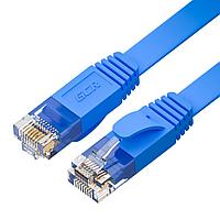 GCR Патч-корд PROF плоский прямой 0.3m, UTP медь кат.6, синий, 30 AWG, ethernet high speed 10 Гбит/с, RJ45,