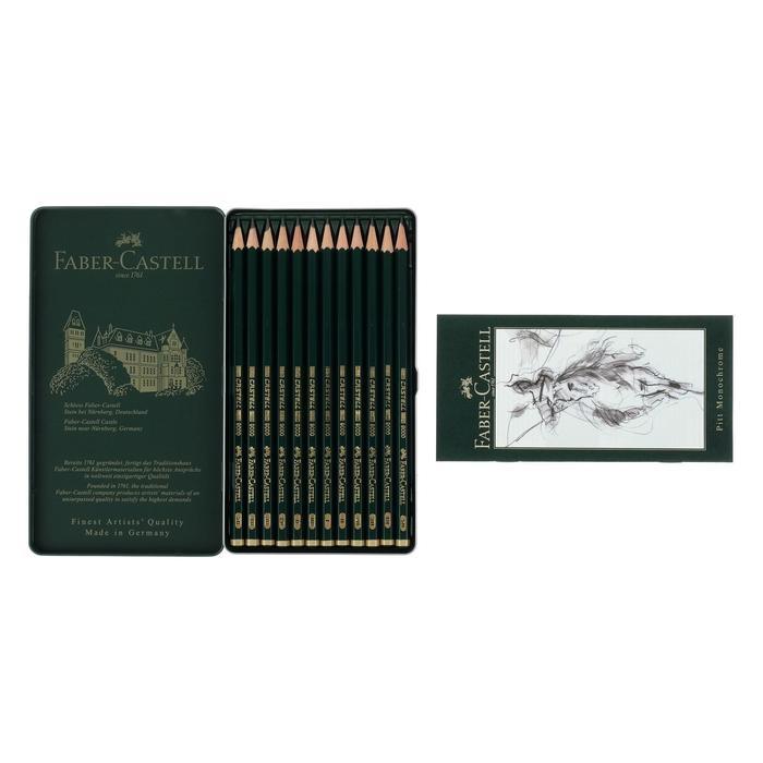 Набор карандашей чернографитных разной твердости Faber-Castel CASTELL 9000, 12 штук, 5H-5B, металлический - фото 9 - id-p220781461