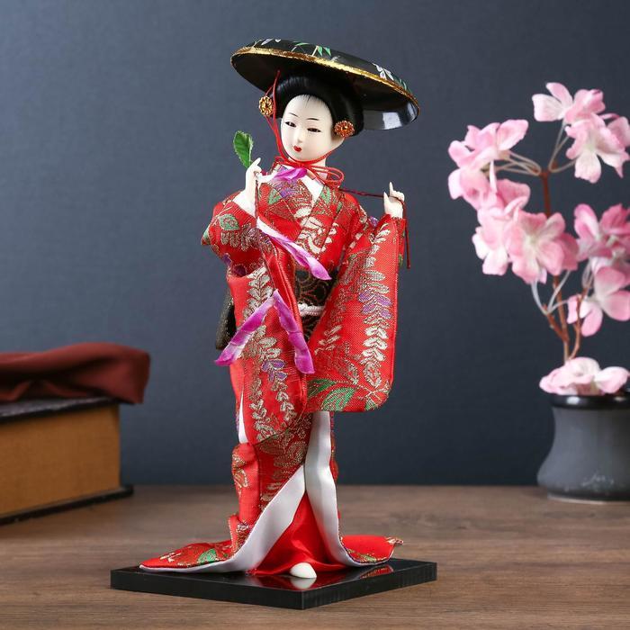 Кукла коллекционная "Японка с цветочной ветвью и в шляпе" 30 см - фото 1 - id-p220781378