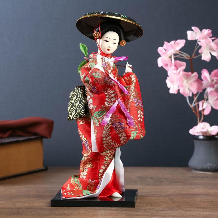 Кукла коллекционная "Японка с цветочной ветвью и в шляпе" 30 см - фото 2 - id-p220781378