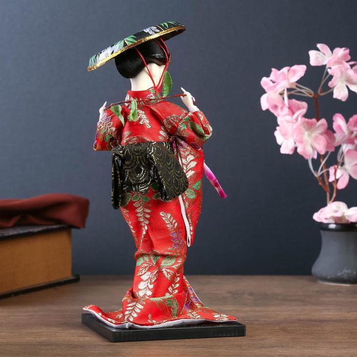Кукла коллекционная "Японка с цветочной ветвью и в шляпе" 30 см - фото 4 - id-p220781378