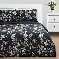 Постельное бельё Этель 1,5 сп Black flowers, 143х215 см, 150х214 см, 50х70 см -2 шт, мако-сатин 114г/м2