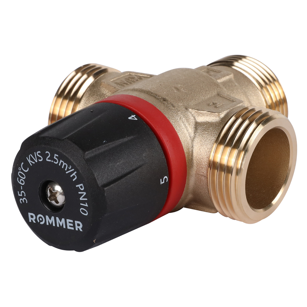 ROMMER RVM-0232-256025 термостатический смесительный клапан 1 НР 35-60°С KV 2,5 (боковое смешивание) - фото 6 - id-p220782243