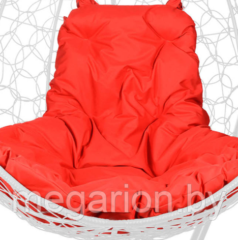 Подвесное кресло в виде капли Tropica белое красная подушка - фото 7 - id-p187924465
