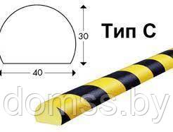 Демпфер защитный для стен тип С 1000*40*30мм. Предупреждающий мягкий защитный профиль. - фото 1 - id-p220791863