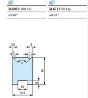 Матрицы с пазом Тип А M 6019 (100 t/m), M 6119 (80 t/m)