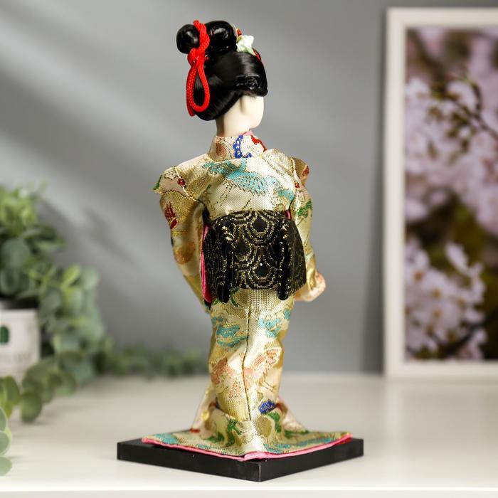 Кукла коллекционная "Японка в цветочном кимоно с бабочкой на руке" 25х9,5х9,5 см - фото 4 - id-p220792232