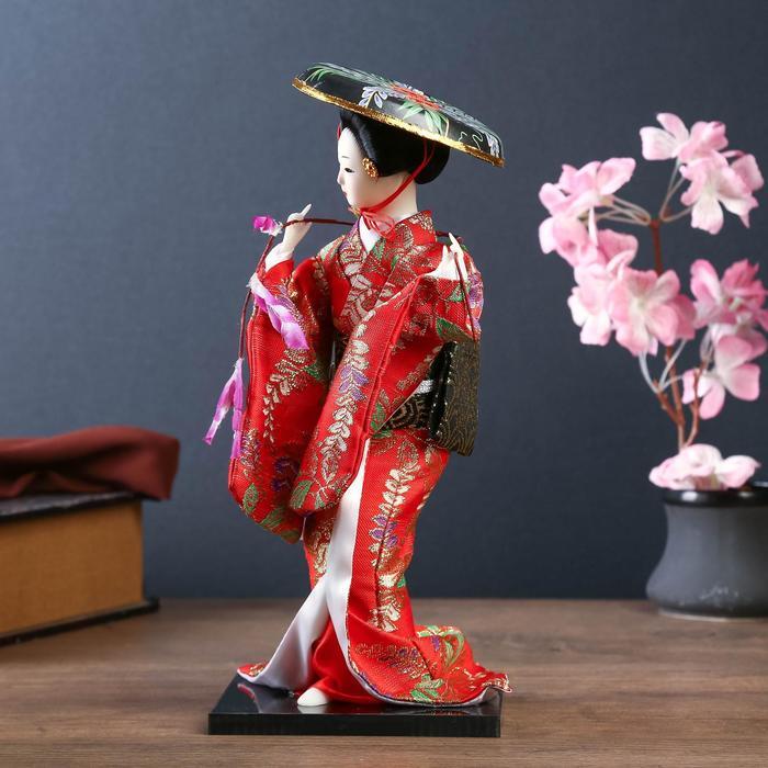 Кукла коллекционная "Японка с цветочной ветвью и в шляпе" 30 см - фото 3 - id-p220792238