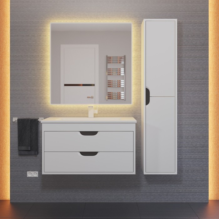 Шкаф-пенал Uperwood Modul, 33х36х150 см, подвесной, с дверцами, матовый, белый/графит - фото 3 - id-p220792315