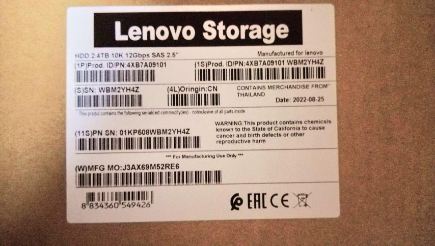 4XB7A09101 Жесткий диск Lenovo 2.4Tb SAS 12G 10K 2.5" HDD