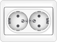 Розетка с заземлением, двухместная, белый
