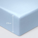 Простыня на резинке 200*200*23 серо-голубая сатин Моноспейс ECOTEX, фото 5