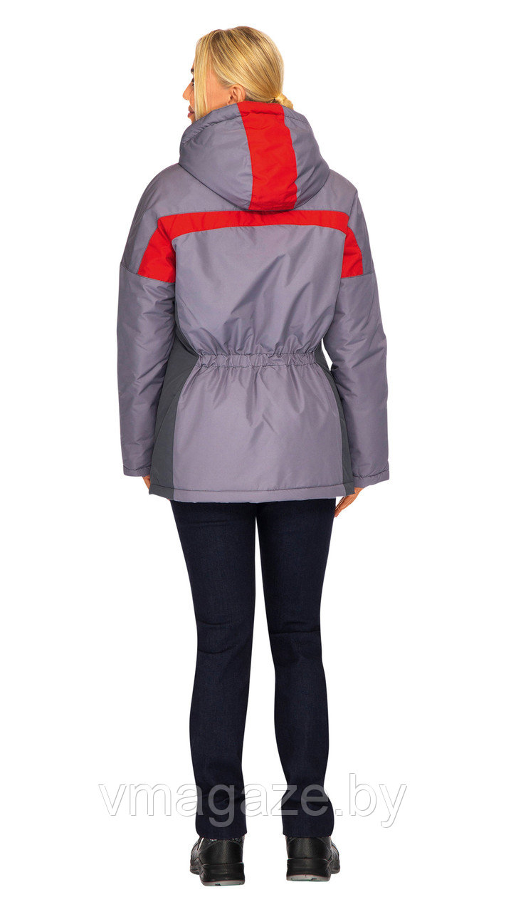 Куртка утепленная зимняя женская Леди Спец (цвет серый с красным) - фото 3 - id-p220795418
