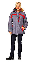 Куртка утепленная зимняя женская Леди Спец (цвет серый с красным)