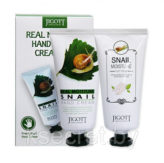 Набор кремов для рук и ног с экстрактом слизи улитки [Jigott] Real Moisture Hand & Foot Cream Set - фото 1 - id-p220795410