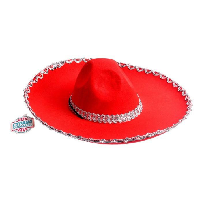 Карнавальная шляпа «Сомбреро», цвет красный - фото 3 - id-p220796213