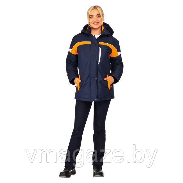 Куртка утепленная зимняя женская Леди Спец (цвет синий с оранжевым) - фото 1 - id-p220796475
