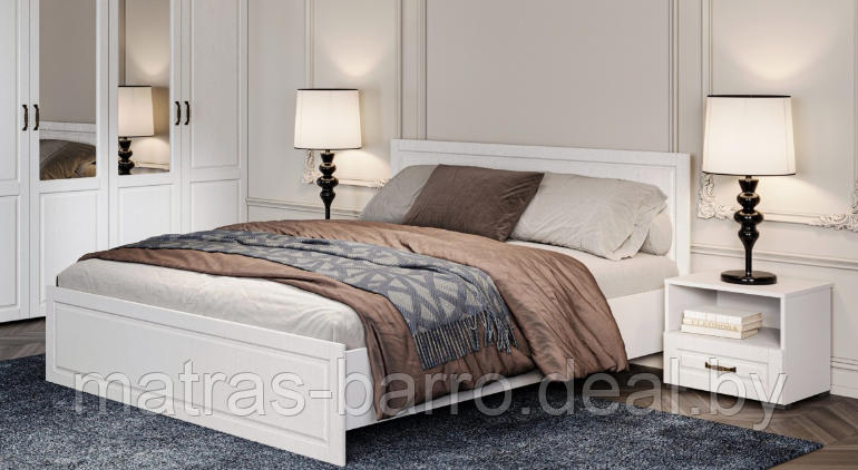 Кровать двуспальная Лацио 140 с ортопедическим основанием в цвете Белое дерево