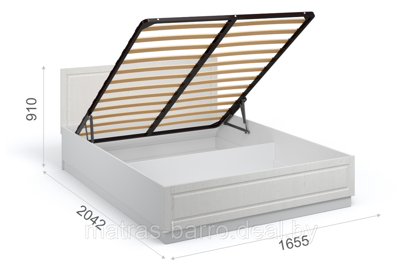 Кровать двуспальная Лацио 160 с подъемным механизмом в цвете Белое дерево - фото 3 - id-p154998926