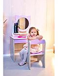 Деревянный детский столик со стульчиком туалетный стол с зеркалом и стул набор мебели игровой трюмо для детей, фото 4