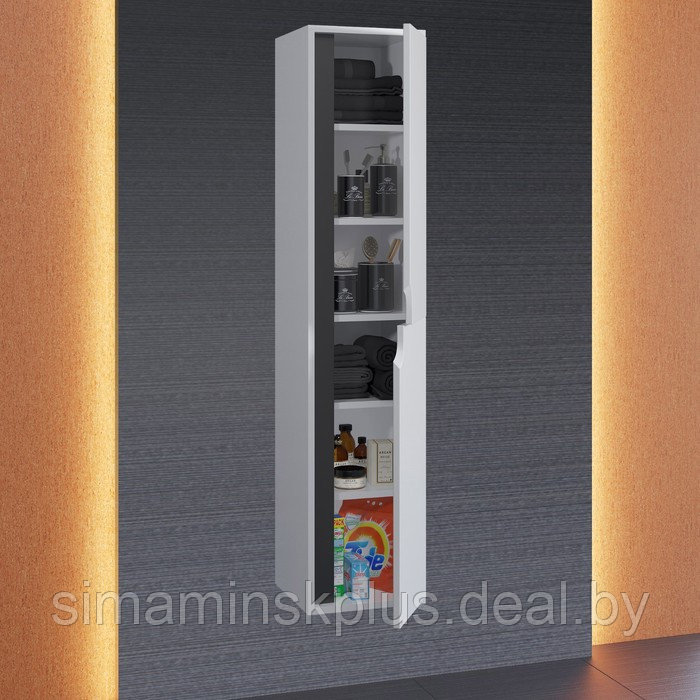 Шкаф-пенал Uperwood Modul, 33х36х150 см, подвесной, с дверцами, матовый, белый/графит - фото 2 - id-p220806336