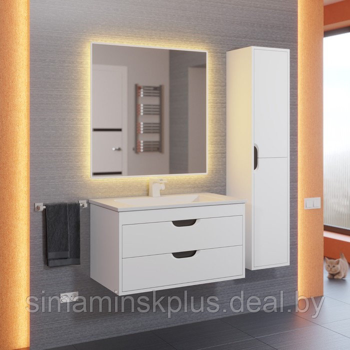 Шкаф-пенал Uperwood Modul, 33х36х150 см, подвесной, с дверцами, матовый, белый/графит - фото 4 - id-p220806336