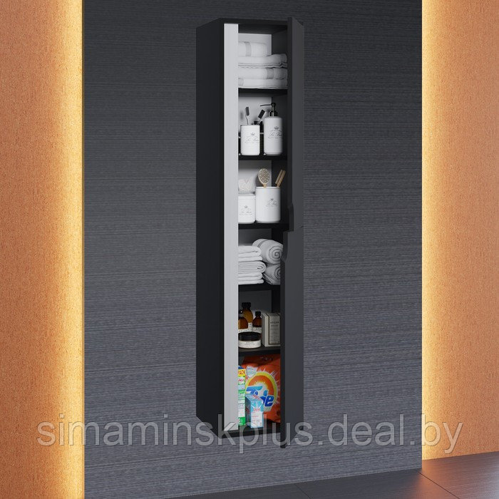 Шкаф-пенал Uperwood Modul, 33х36х150 см, подвесной, с дверцами, матовый, черный - фото 2 - id-p220806337