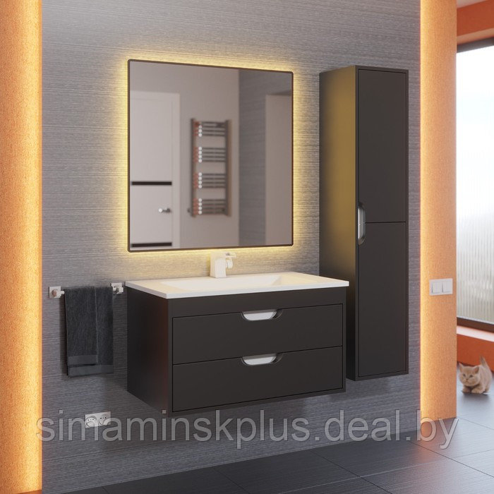 Шкаф-пенал Uperwood Modul, 33х36х150 см, подвесной, с дверцами, матовый, черный - фото 4 - id-p220806337