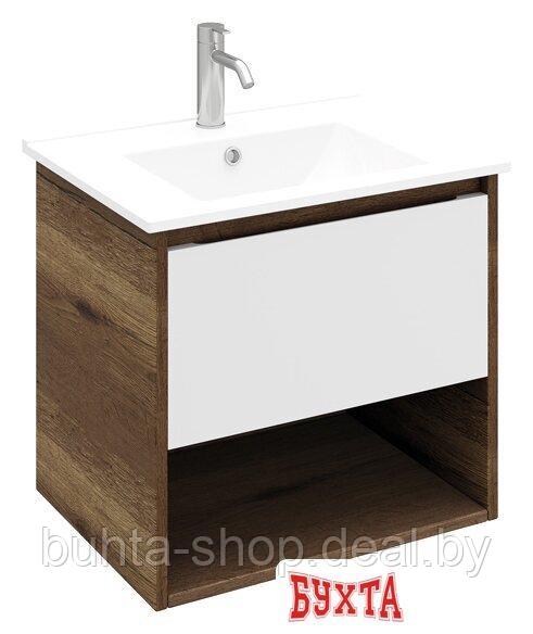 Мебель для ванных комнат Laparet Тумба под Polaris 60 (дуб Рока/белый матовый) - фото 1 - id-p201247683
