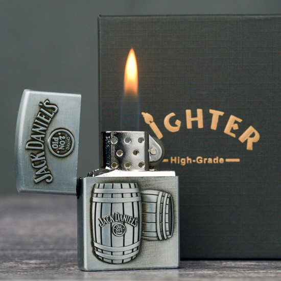 Зажигалка газовая Lighter Jack Daniels бочка Серебро - фото 2 - id-p220810272