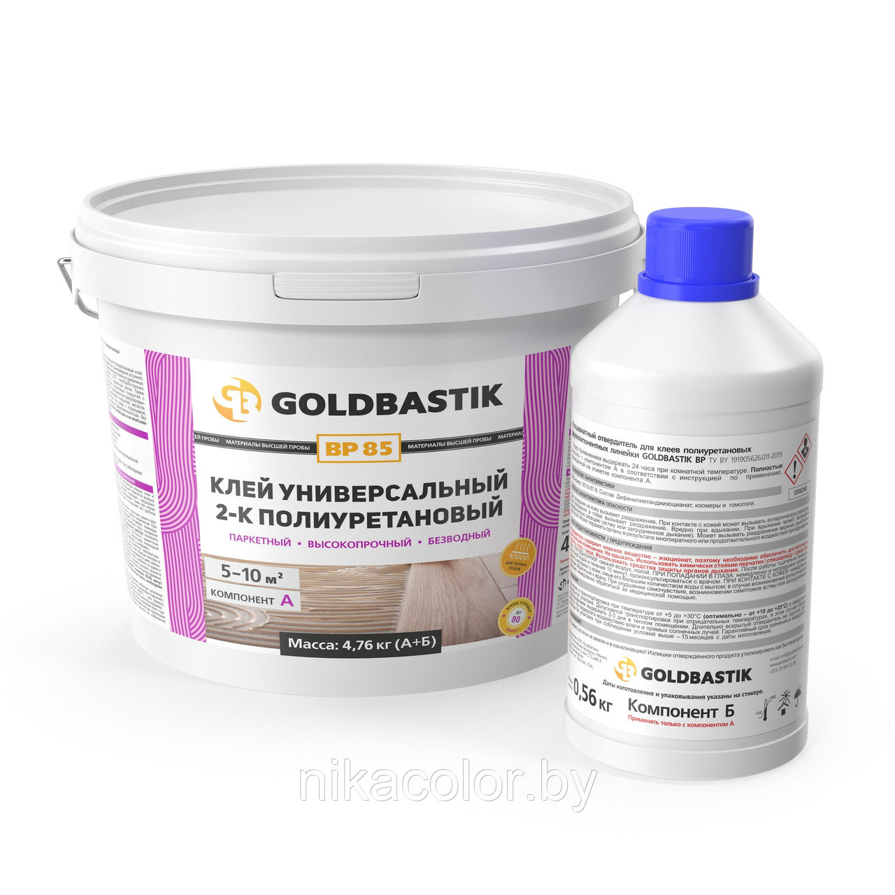 Клей универсальный 2-К полиуретановый GOLDBASTIK BP 85 для впитывающих и невпитывающих оснований 4,76 кг