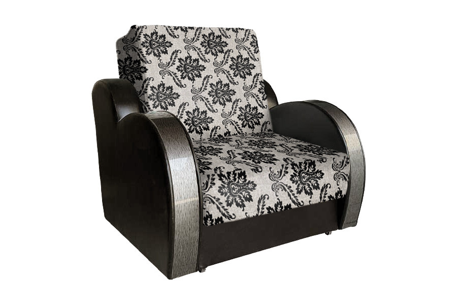 Кресло-кровать Виктория с декором 3 (рогожка вензель коричневый/кожзам коричневый)