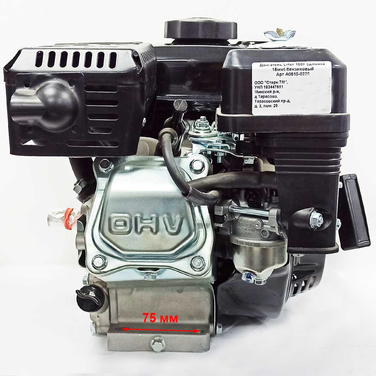 Двигатель Lifan 160F (вал 18мм под шпонку) 4лс - фото 9 - id-p181879852