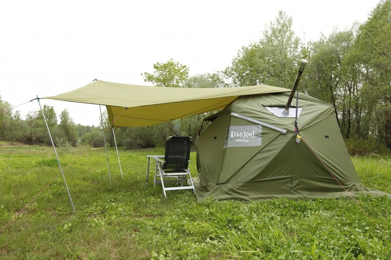 Козырек навесной для палатки Лотос КубоЗонт 4 (в сборе со стойками) - фото 1 - id-p220819368