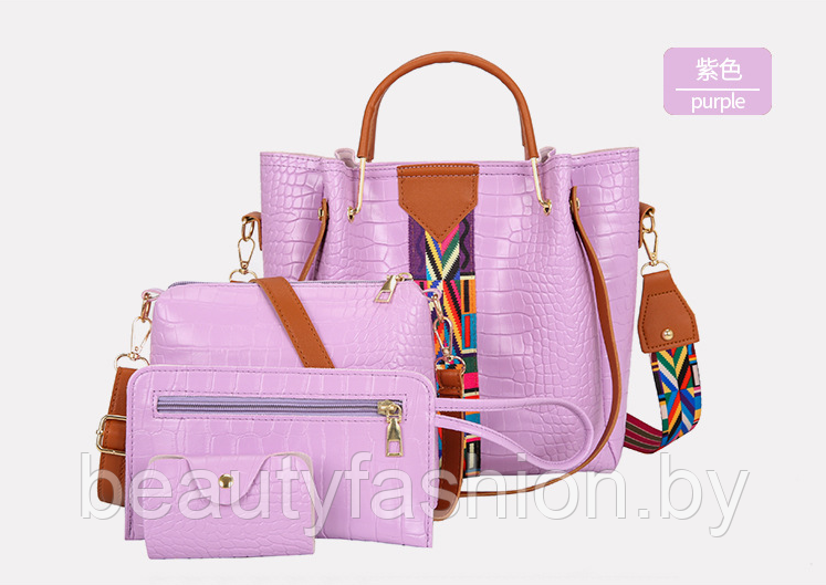 Набор сумок женских модель 805 модель 805 (сиреневый) - фото 2 - id-p220829865
