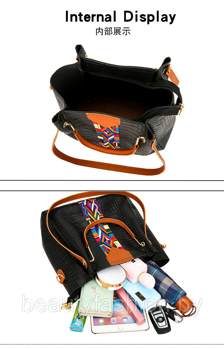 Набор сумок женских модель 805 модель 805 (сиреневый) - фото 4 - id-p220829865