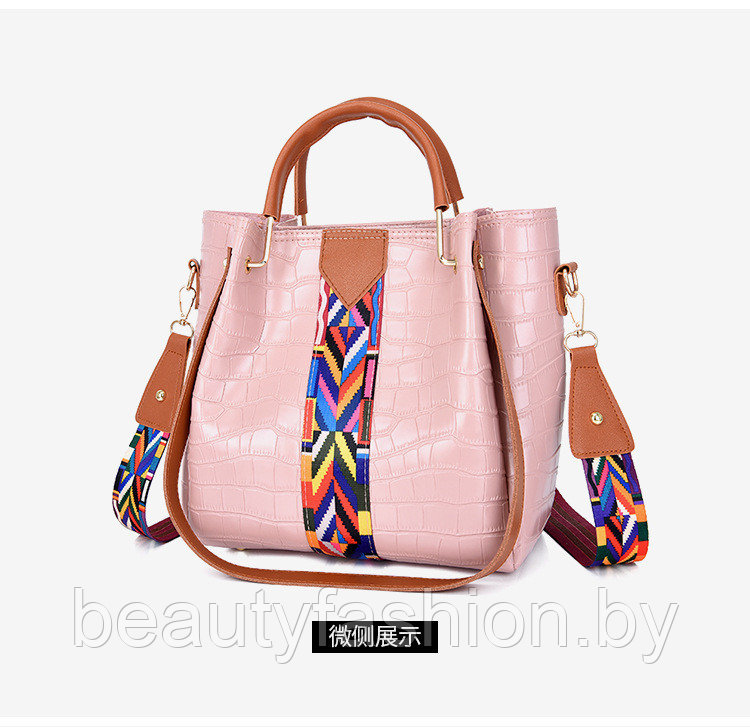 Набор сумок женских модель 805 (розовый) - фото 4 - id-p220829868