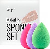 Singi Набор спонжей для макияжа глаз Light Green, Hot Pink, Purple 3*3см