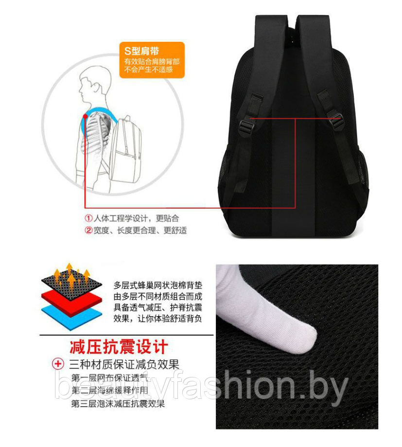 Рюкзак модель 807 (черный/синий) - фото 7 - id-p220830065