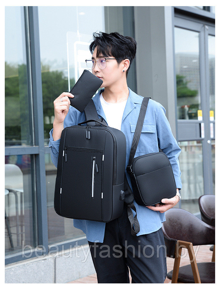 Набор рюкзак + сумки модель 804 (черный) - фото 2 - id-p220830068