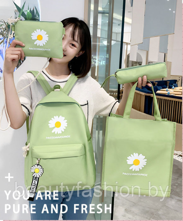 Набор рюкзак + сумки модель 777 (зеленый) - фото 3 - id-p220830075