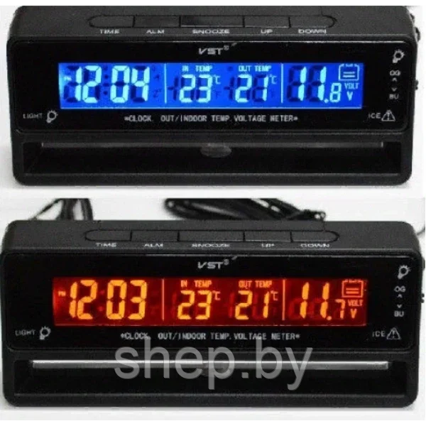 Часы автомобильные VST-7010V дата, время, будильник, вольтметр, температура - фото 8 - id-p220831399