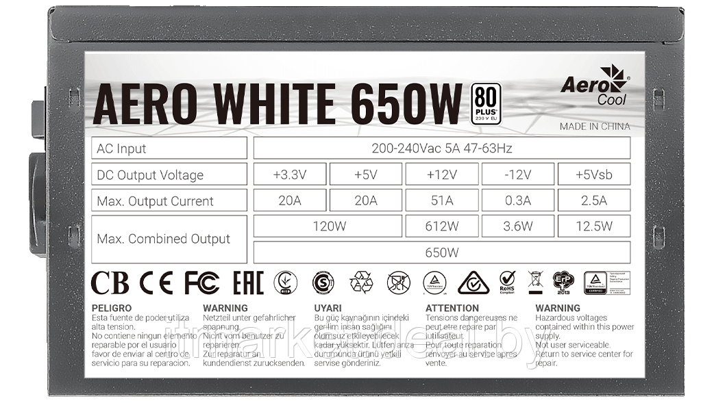 Блок питания 650W Aerocool Aero White 650 - фото 6 - id-p220835140