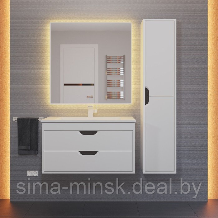 Шкаф-пенал Uperwood Modul, 33х36х150 см, подвесной, с дверцами, матовый, белый/графит - фото 3 - id-p220836877