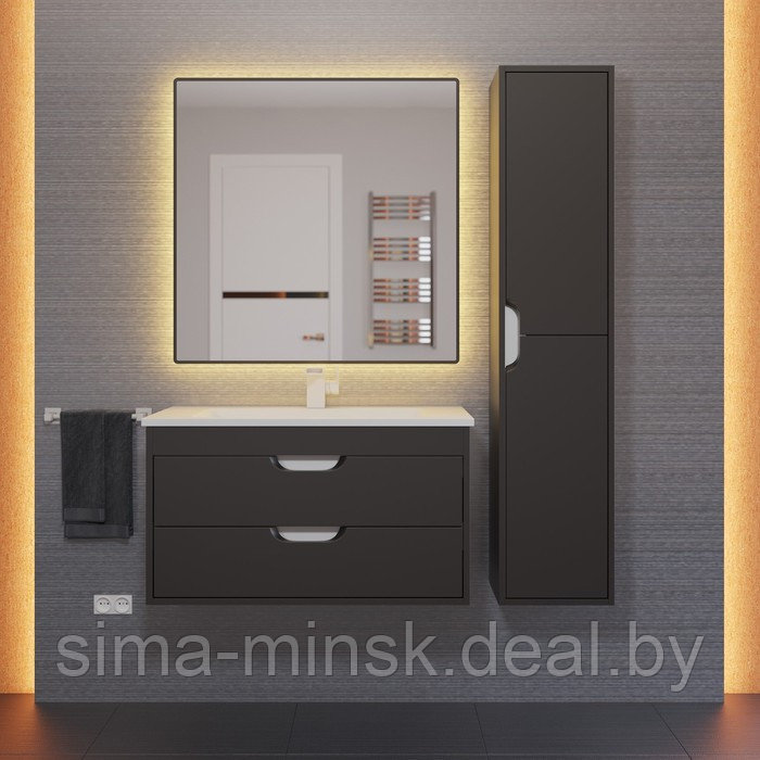 Шкаф-пенал Uperwood Modul, 33х36х150 см, подвесной, с дверцами, матовый, черный - фото 3 - id-p220836878